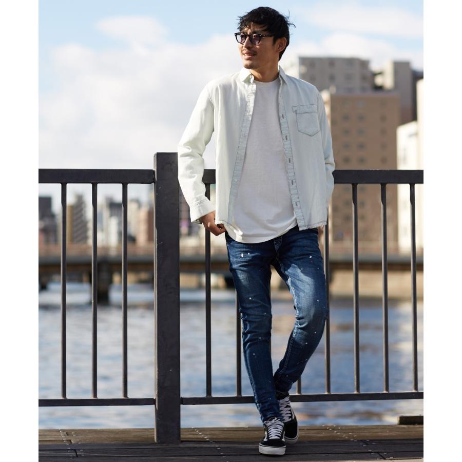 裾フリンジ デニムシャツ メンズ シャツ 長袖 デニム 長袖シャツ ダンガリーシャツ カジュアルシャツ ブルー 青 Graciasショッピングストア 通販 Yahoo ショッピング
