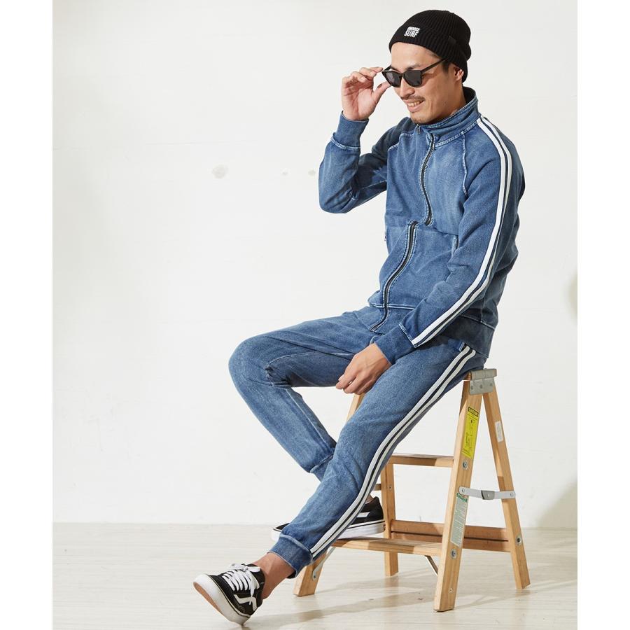 スウェットデニム ラインパンツ メンズ ジョガーパンツ サイドライン カットデニム ジャージ セットアップ 上下 可能 青 Graciasショッピングストア 通販 Yahoo ショッピング