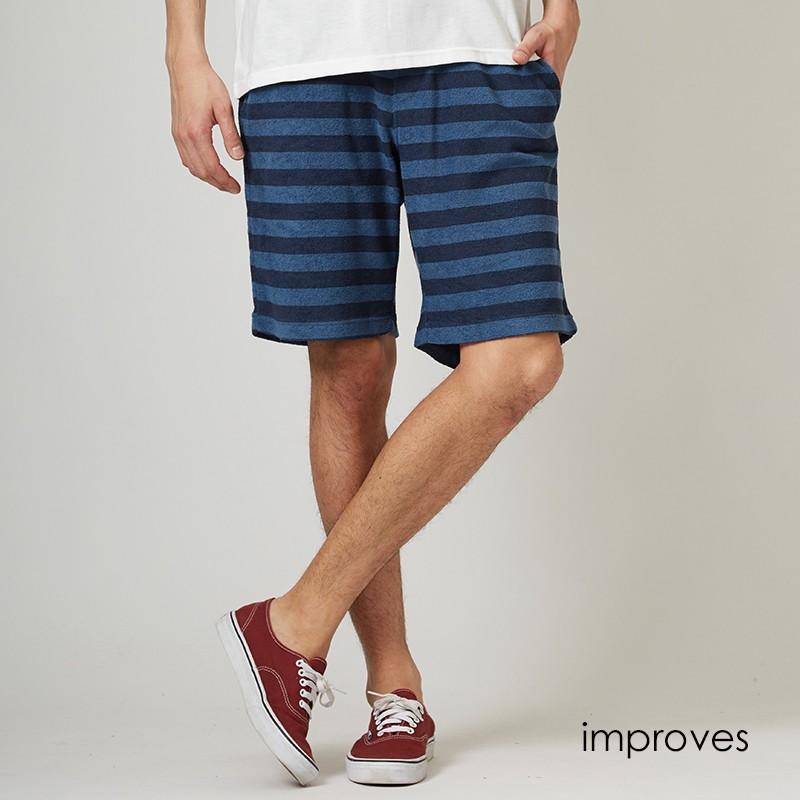 インディゴ パイル ボーダー ショートパンツ メンズ ハーフパンツ ショーツ 短パン ブルー 青 サーフ系 スポーツミックス Graciasショッピングストア 通販 Yahoo ショッピング