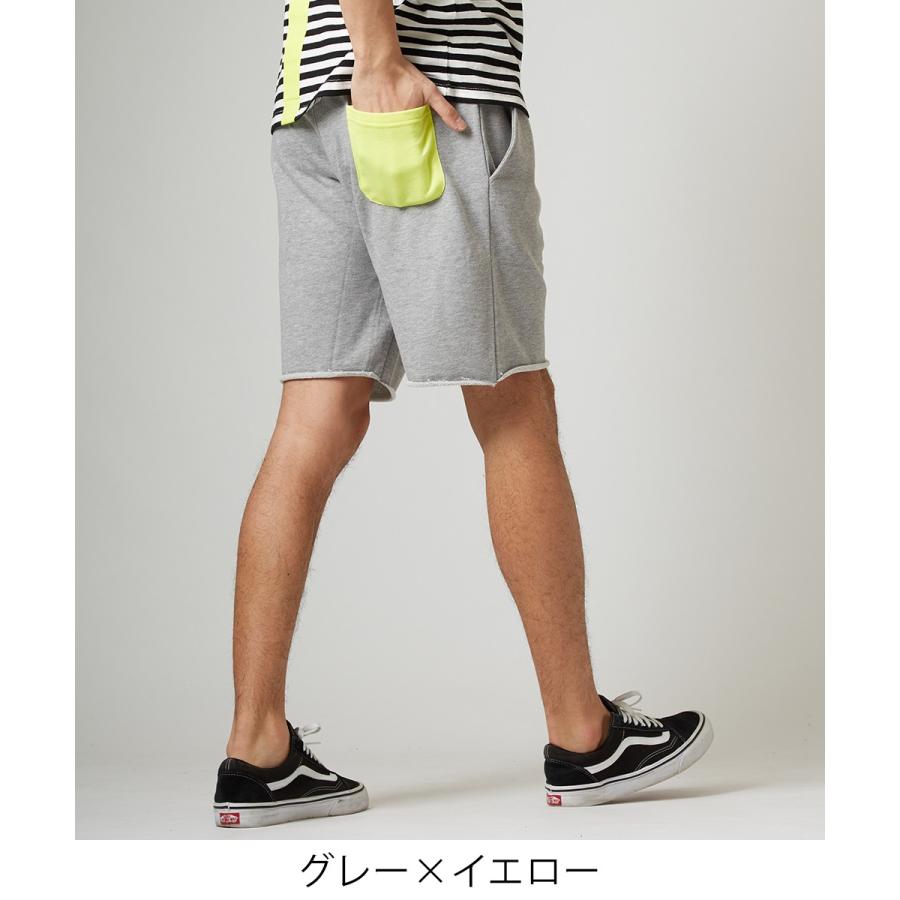 蛍光色 使い スウェット ショートパンツ メンズ スウェットパンツ ハーフパンツ ショーツ ブラック グレー 黒 サーフ系 501 Graciasショッピングストア 通販 Yahoo ショッピング