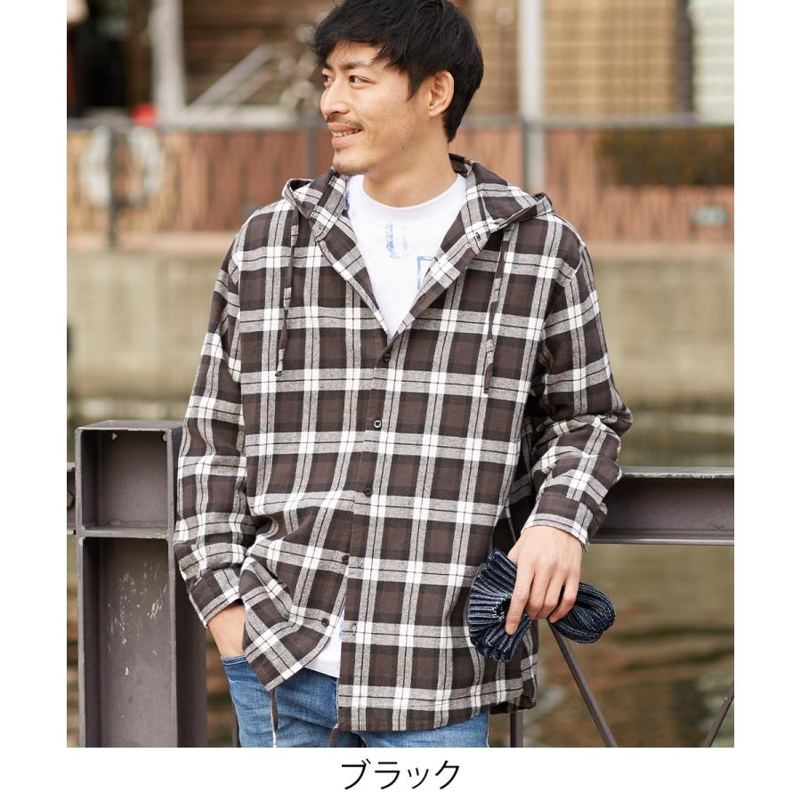 チェックシャツ メンズ 韓国 ファッション フードシャツ フード付きシャツ ビッグシルエット パーカー 長袖シャツ ネルシャツ Gracias Graciasショッピングストア 通販 Yahoo ショッピング
