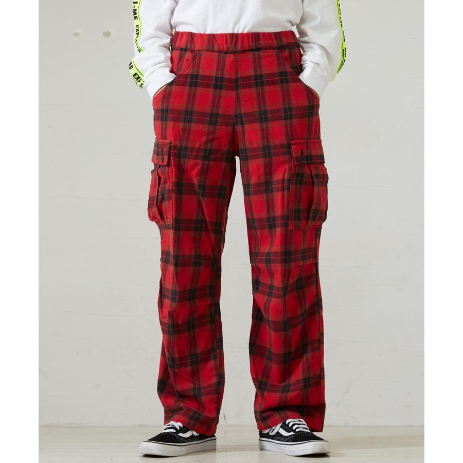 ワイドカーゴパンツ メンズ ワイドパンツ 柄 チェックパンツ チェック パンツ ダンス 赤 チェック柄パンツ ヘビーネル 韓国 Gracias Graciasショッピングストア 通販 Yahoo ショッピング