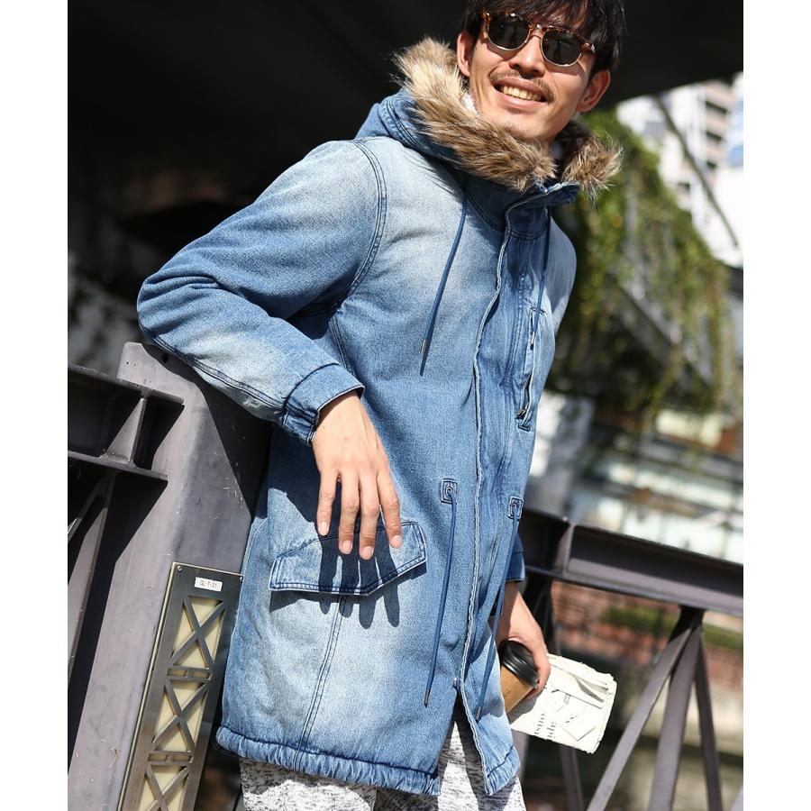 モッズコート メンズ 裏ボア ロング デニム コート ファー ファー付き あったか 暖かい ロングコート デニムコート デニムジャケット Graciasショッピングストア 通販 Yahoo ショッピング
