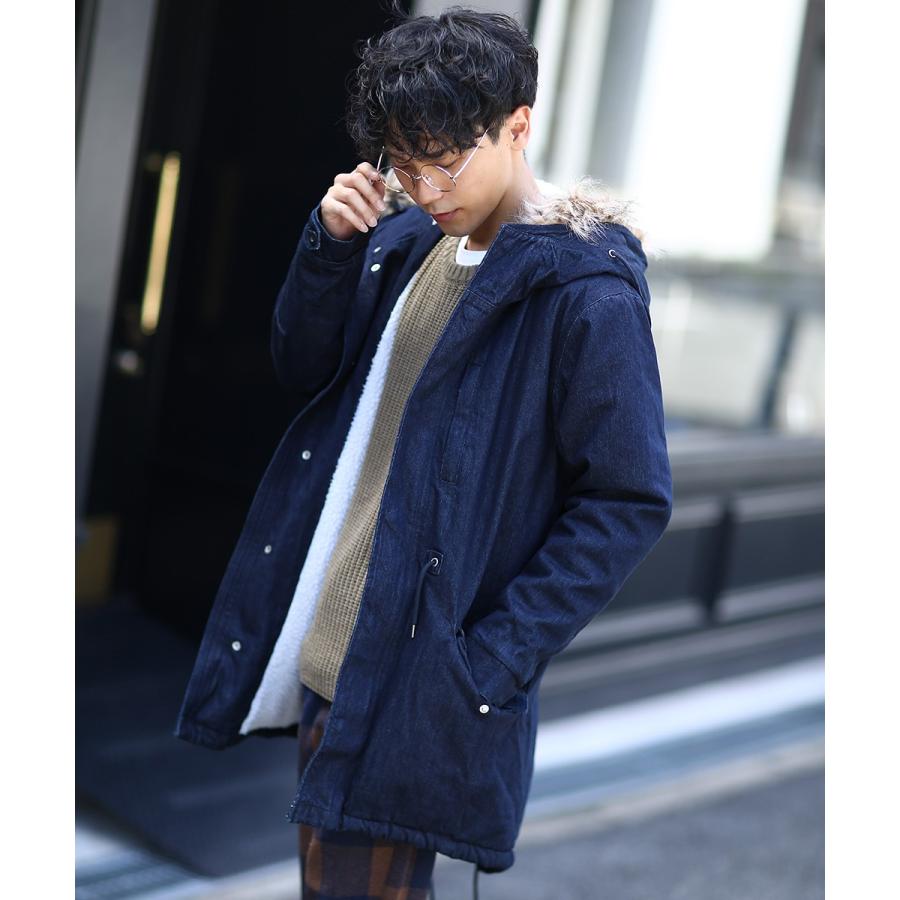 モッズコート メンズ 裏ボア ロング デニム コート ファー ファー付き あったか 暖かい ロングコート デニムコート デニムジャケット Graciasショッピングストア 通販 Yahoo ショッピング