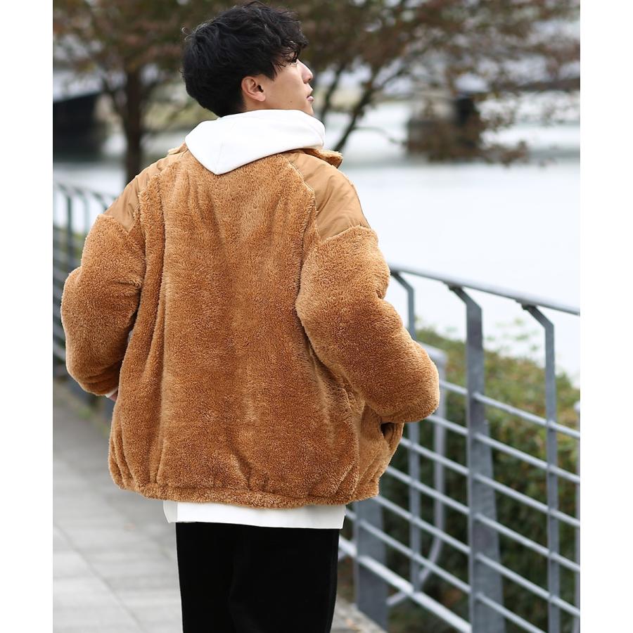 マイクロフリース ボア ジャケット メンズ ビッグシルエット ビックシルエット ブルゾン ジャンパー もこもこ アウター 黒 白 Gracias 502 Graciasショッピングストア 通販 Yahoo ショッピング