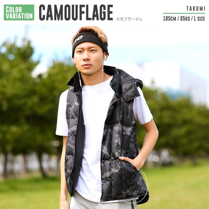 ダウンベスト 羽毛 アウター メンズ フード ジレ パーカー 無地 カモフラ ミリタリーファッション 中綿 夏 夏服 Graciasショッピングストア 通販 Yahoo ショッピング