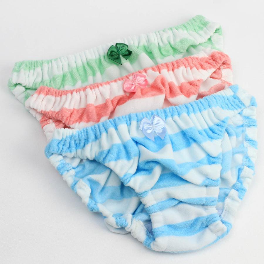 レディース しましまパイルボーダーショーツ インゴム ローライズ 縞パン リボン付き パンツ パンティ メール便 |  | 09