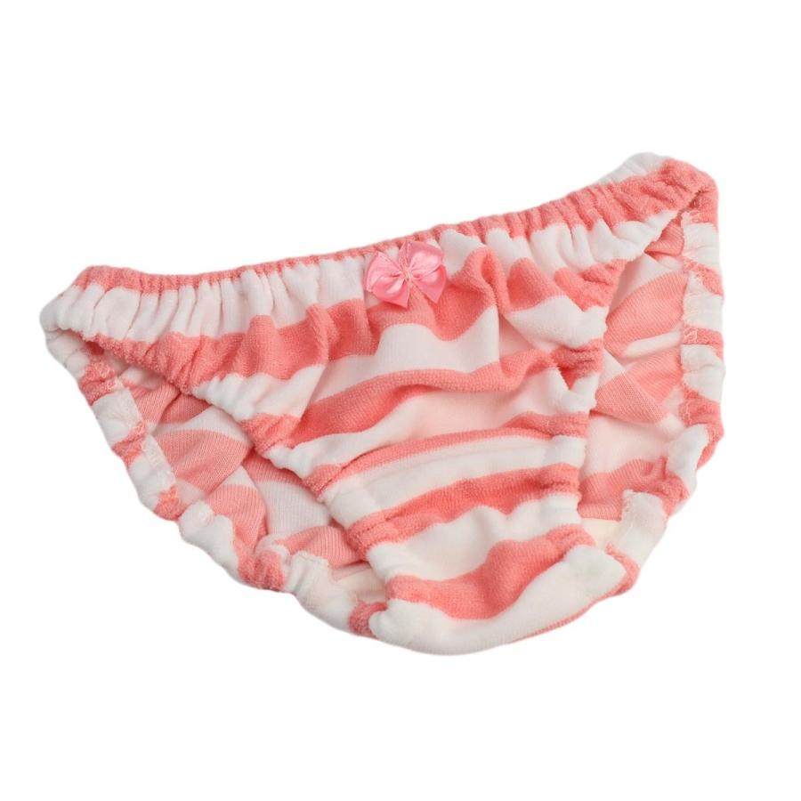 レディース しましまパイルボーダーショーツ インゴム ローライズ 縞パン リボン付き パンツ パンティ メール便 |  | 01