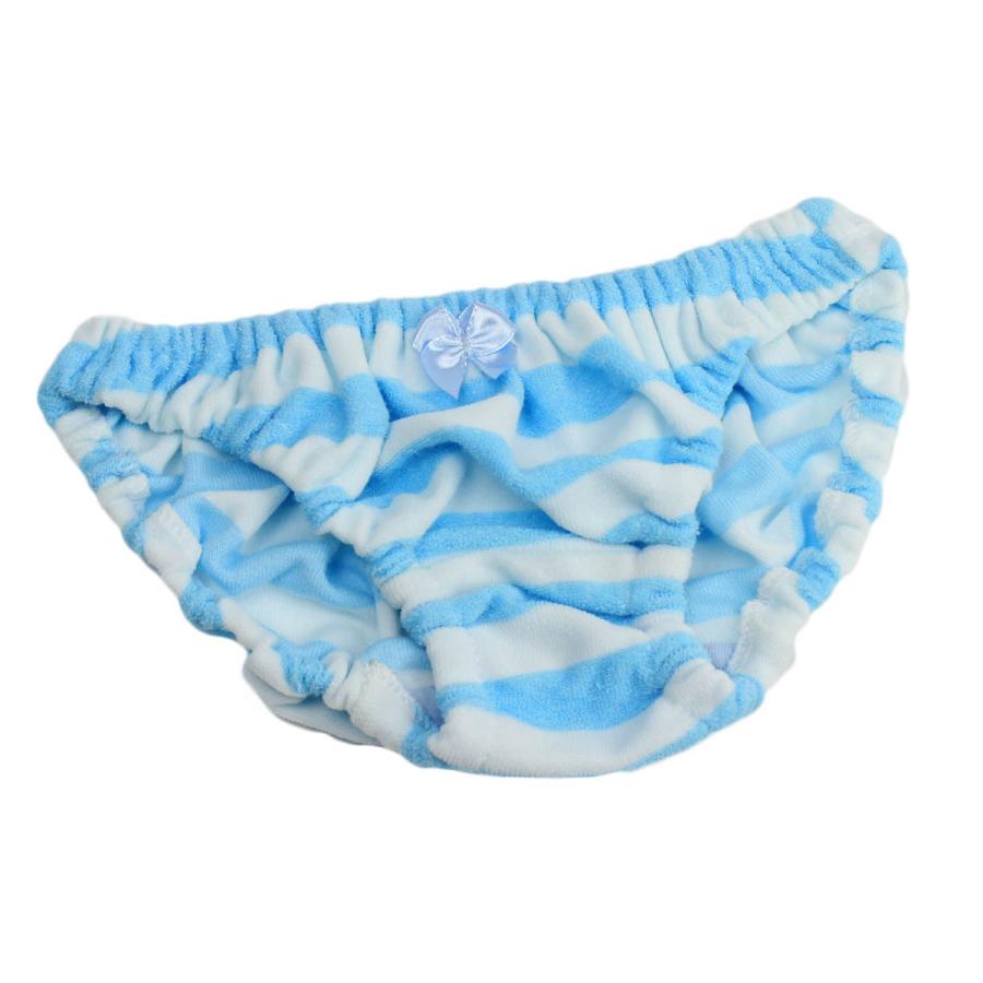 レディース しましまパイルボーダーショーツ インゴム ローライズ 縞パン リボン付き パンツ パンティ メール便 |  | 02