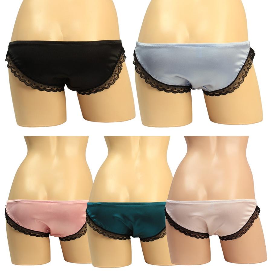 レディース レース・リボン付き ソフトサテン インゴム 光沢 ローライズ スキャンティー パンティー かわいい 小さいパンツ 浅め メール便 |  | 02