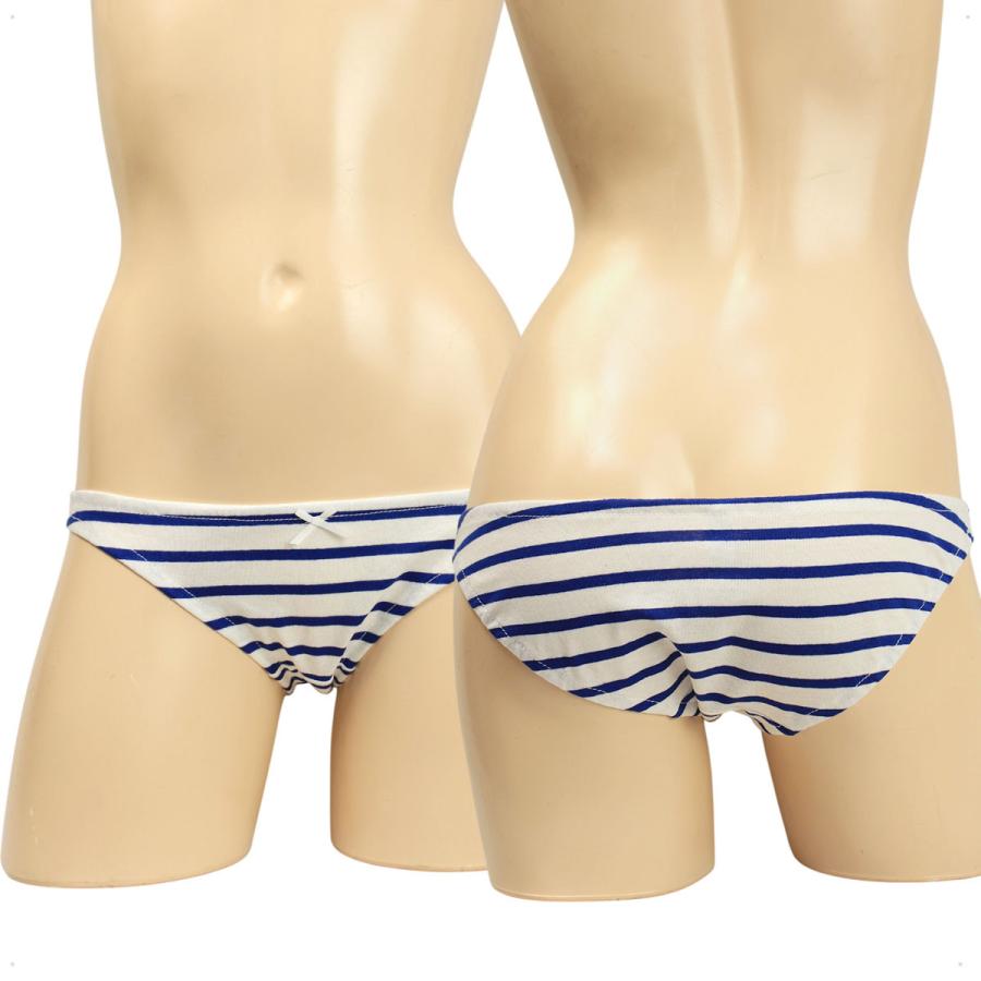レディース 青ボーダー 縞パン 天竺ニット スキャンティー ローライズ ショーツ パンティー かわいい 小さいパンツ 女性 下着 メール便 |  | 03