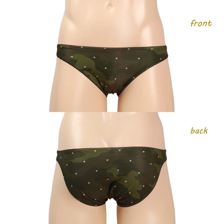 一枚仕立てのカモフラ×ドット トリコット ビキニ 浅め ローライズ  パンツ ショーツ パンティ インナー 下着 男女兼用 ユニセックス メール便 |  | 01