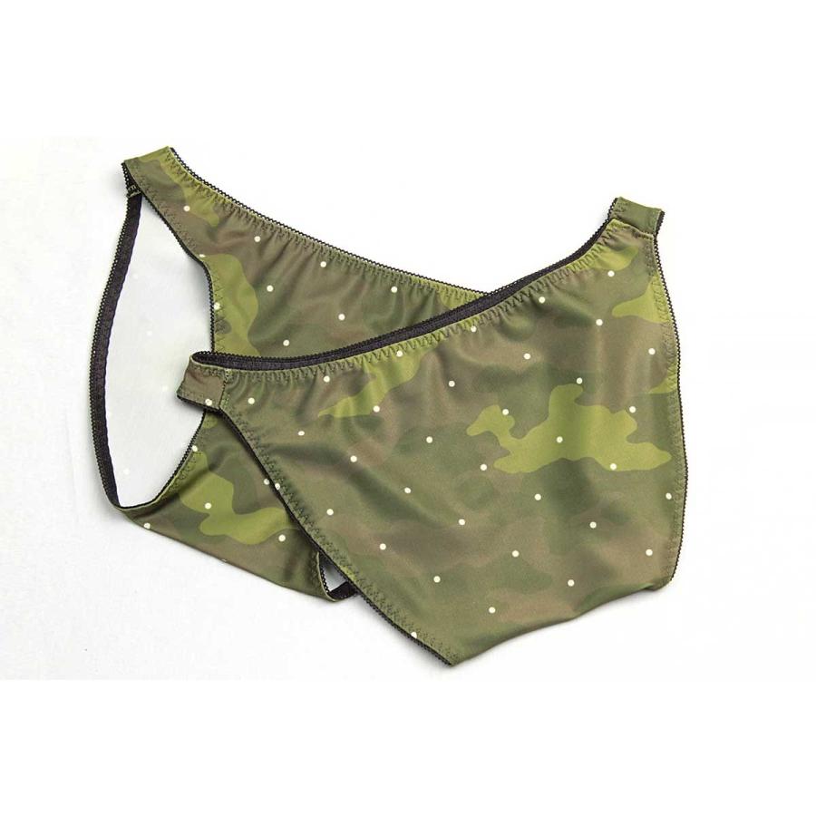 一枚仕立てのカモフラ×ドット トリコット ビキニ 浅め ローライズ  パンツ ショーツ パンティ インナー 下着 男女兼用 ユニセックス メール便 |  | 02