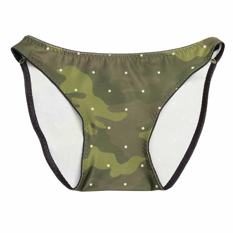 一枚仕立てのカモフラ×ドット トリコット ビキニ 浅め ローライズ  パンツ ショーツ パンティ インナー 下着 男女兼用 ユニセックス メール便 |  | 04