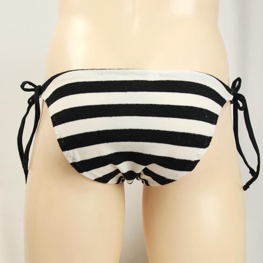 メンズ  紐パン 黒×白 パイルボーダー 縞パン ビキニ 横紐ショーツ インナー かわいい パンツ  男性 下着 メール便 |  | 02