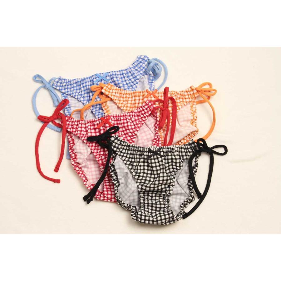 ギンガムチェック ハイテンションニット 横ひも ショーツレディース