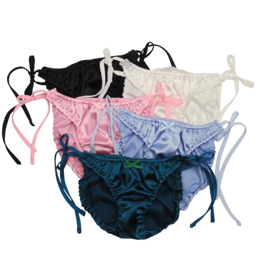 レディース  ソフトサテン 紐パン 横ひも パンティ サイドヒモショーツ フルバック パンティー パンツ メール便 | 