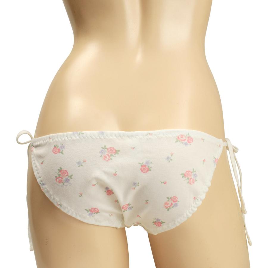 レディース  ローズプリント スムースニット 紐パン ショーツ パンツ パンティー 女性 下着 インナー かわいい スキャンティー メール便 |  | 03