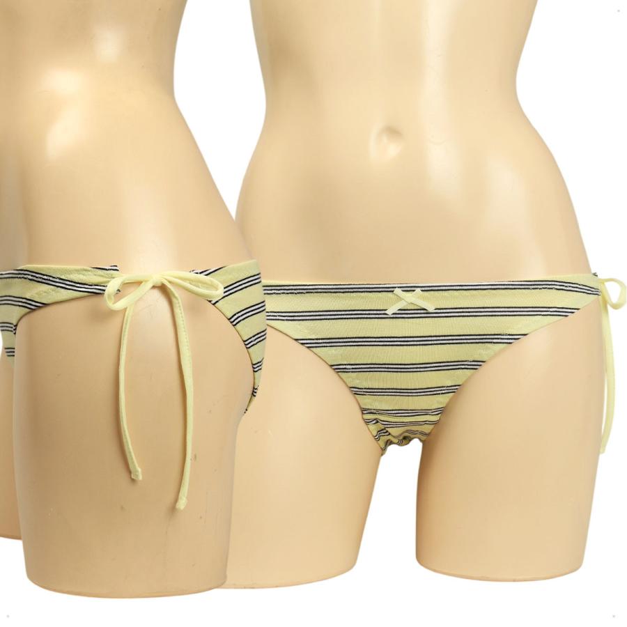 レディース  スリーラインボーダー ベア天  紐パン 横ひも ショーツパンツ パンティー 女性 下着 インナー かわいい スキャンティー メール便 |  | 04