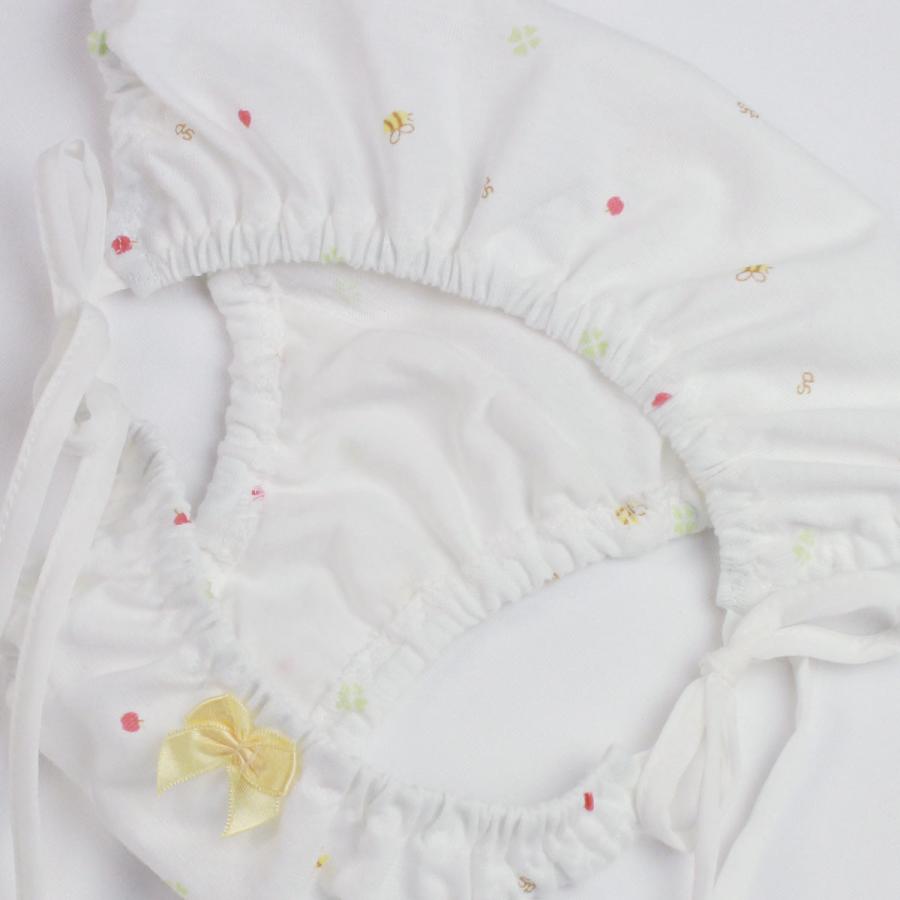 レディース みつばちとりんごとクローバー 天竺ニット  紐パン ショーツ パンツ パンティー 女性 下着 インナー かわいい スキャンティー しまぱん メール便 |  | 04