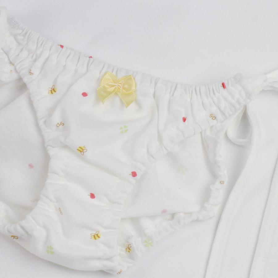 レディース みつばちとりんごとクローバー 天竺ニット  紐パン ショーツ パンツ パンティー 女性 下着 インナー かわいい スキャンティー しまぱん メール便 |  | 05