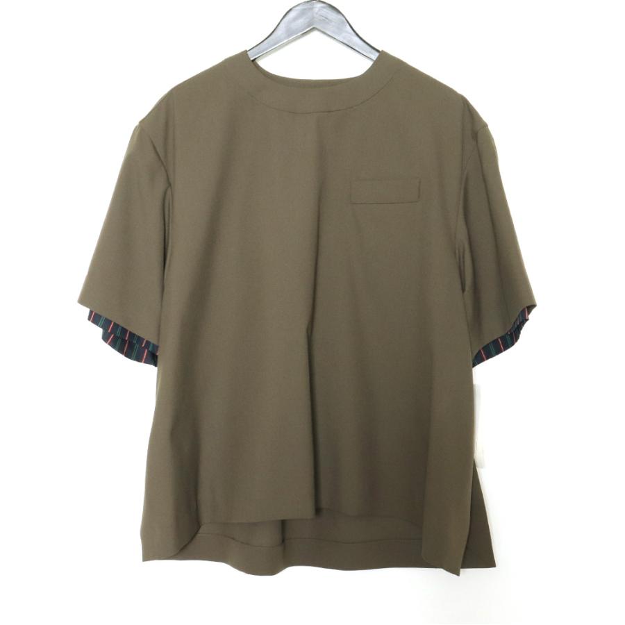 SACAI 21SS ショルダージップ ス―チング POシャツ サイズ1 カーキ 21 