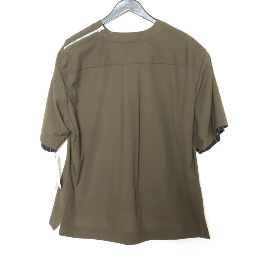 SACAI 21SS ショルダージップ ス―チング POシャツ サイズ1 カーキ 21 