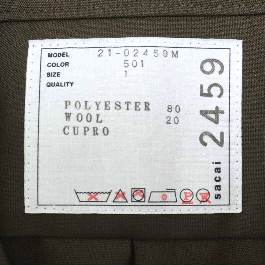 SACAI 21SS ショルダージップ ス―チング POシャツ サイズ1 カーキ 21  