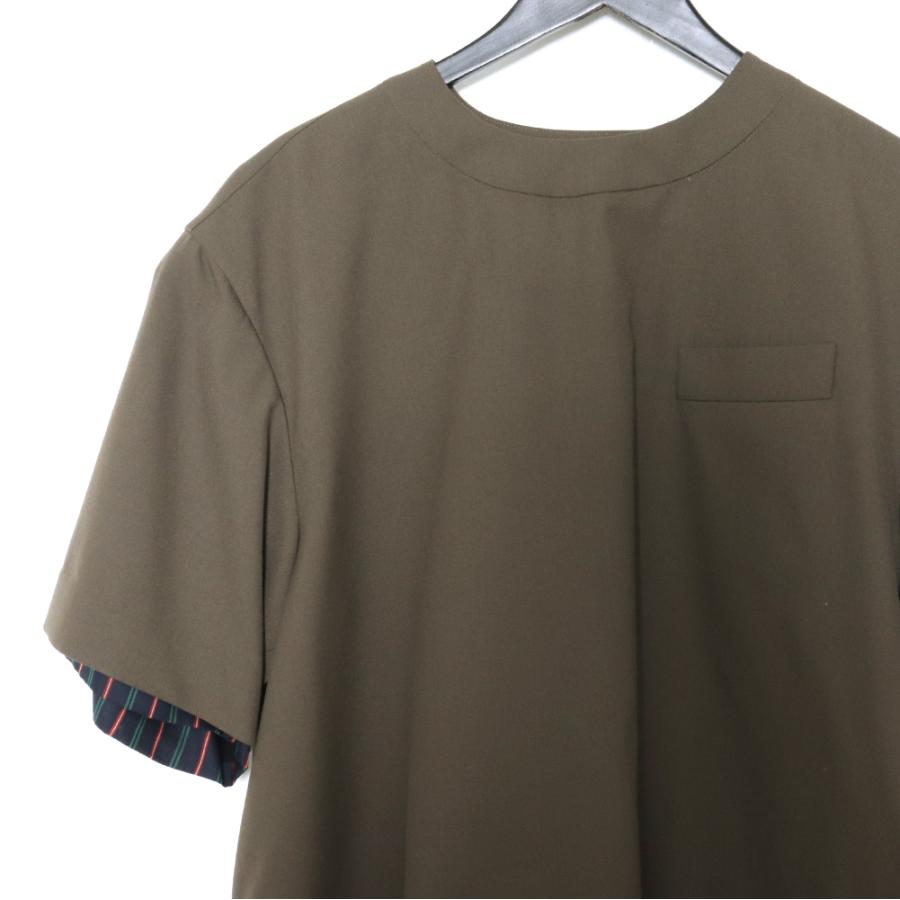 SACAI 21SS ショルダージップ ス―チング POシャツ サイズ1 カーキ 21  