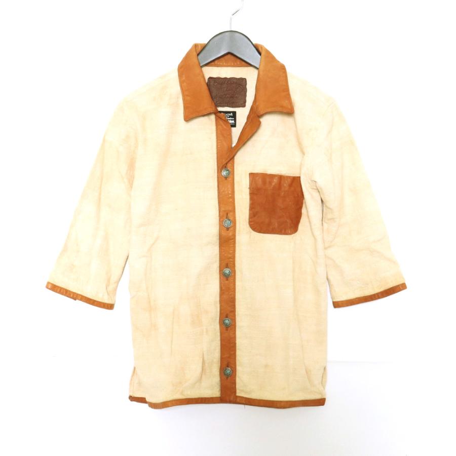 BACK BONE × THEATER8 EASY RIDER レザー切替五分袖シャツ Sサイズ 