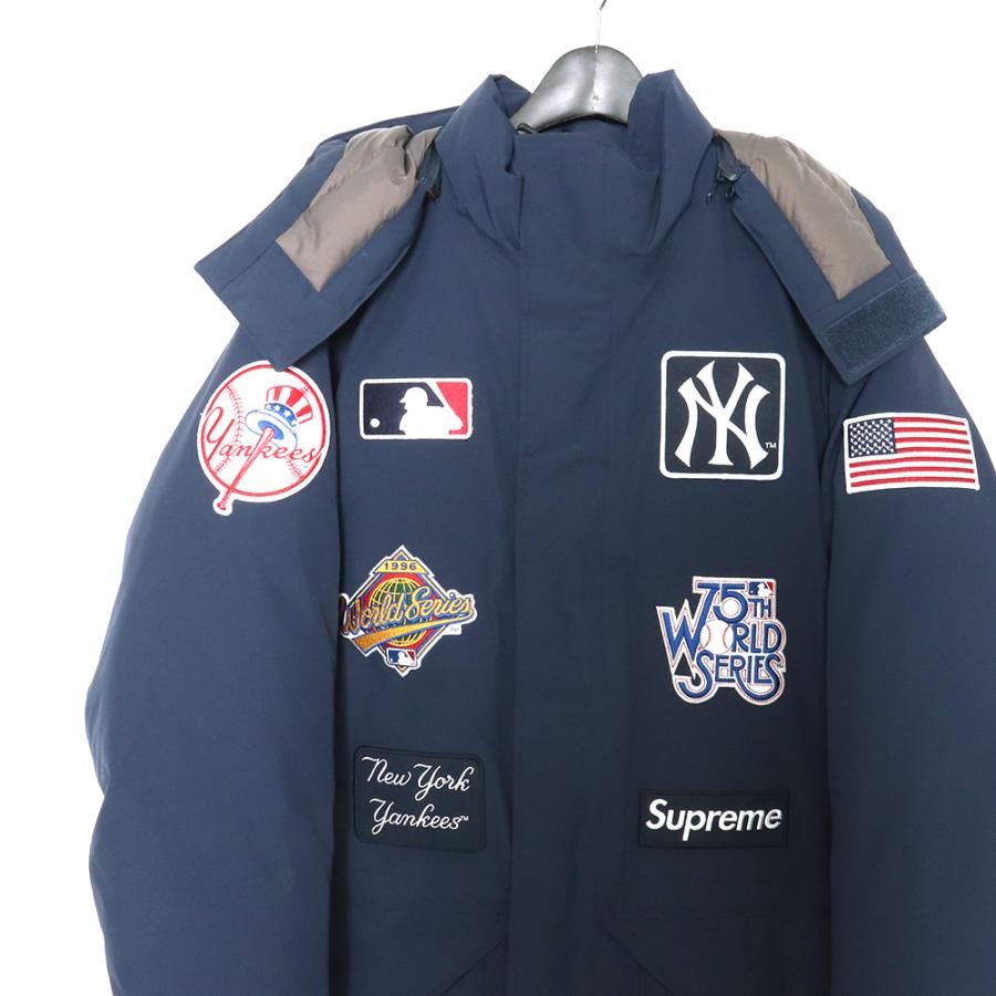 SUPREME × NEW YORK YANKEES 21AW GORE-TEX 700-Fill Down Jacket Lサイズ ネイビー  シュプリーム ニューヨークヤンキース ゴアテックス ダウンジャケット