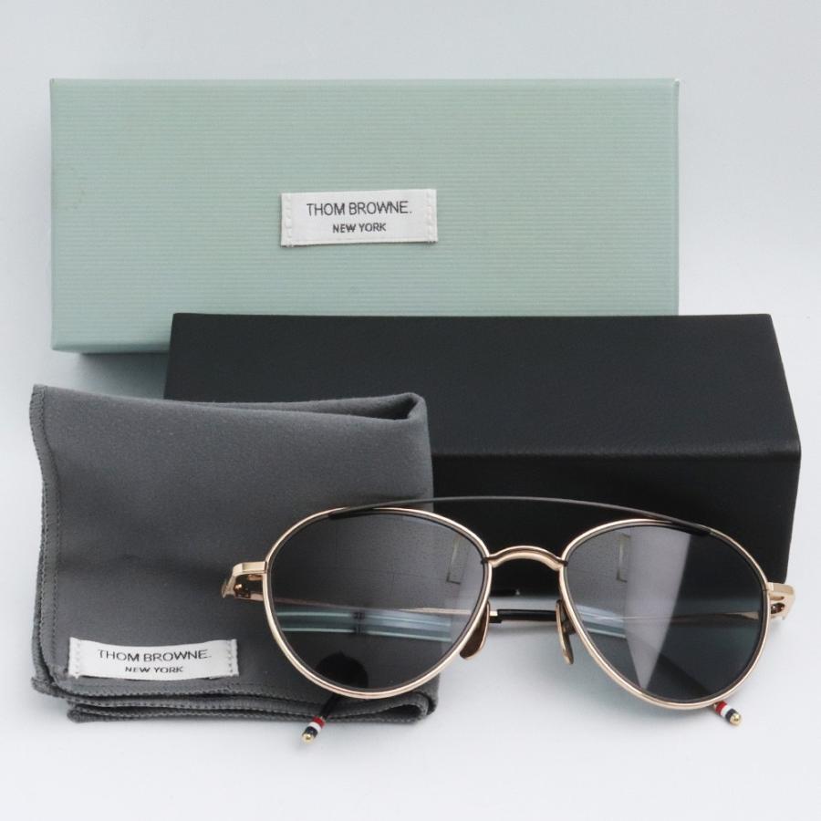 THOM BROWNE アビエーターサングラス TB-109-A-T-GLD-BLK-53 53□20 