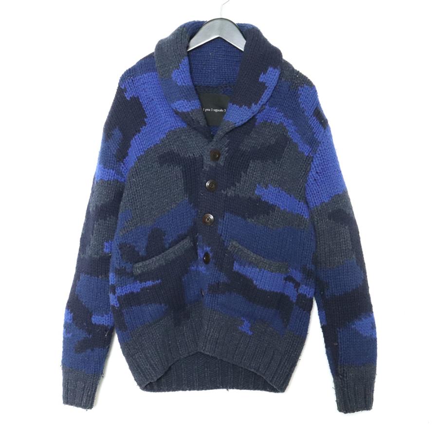 1PIU1UGUALE3 SHAWL CARDIGAN BIG CAMO ブルー サイズ5 MRK004 ウノ  