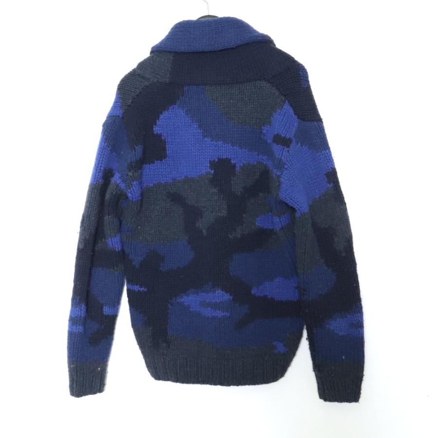 1PIU1UGUALE3 SHAWL CARDIGAN BIG CAMO ブルー サイズ5 MRK004 ウノ 