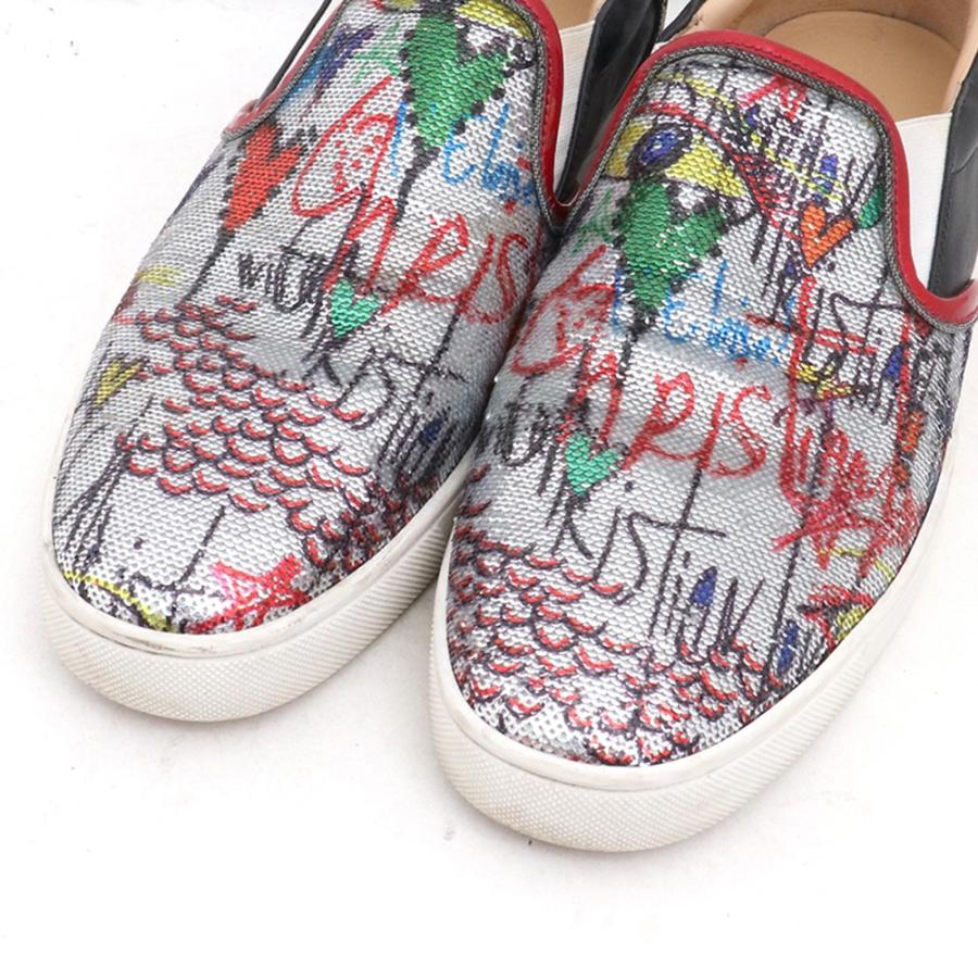 CHRISTIAN LOUBOUTIN スパンコール グラフィック スリッポン 