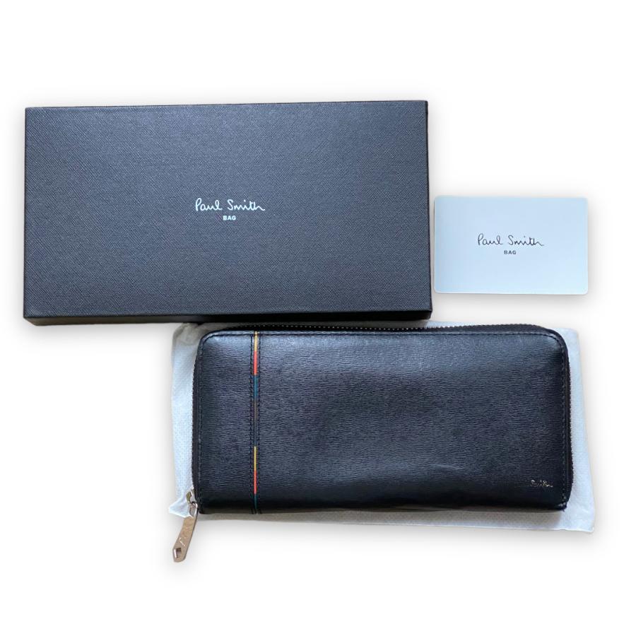 Paul Smith インセットストライプ長財布 PSQ156 ブラック ポールスミス 