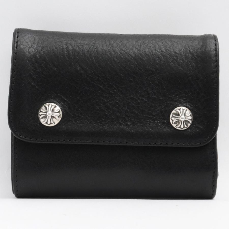 未使用 CHROME HEARTS ウェーブウォレット ミニ クロスボタン ブラック 