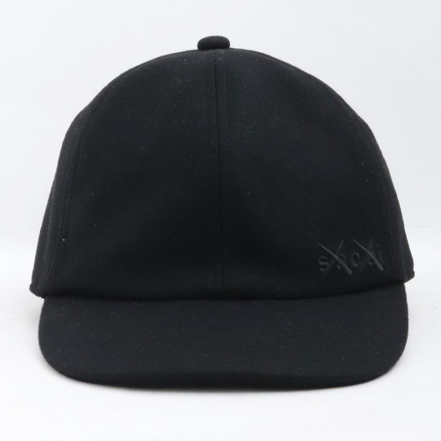 SACAI × KAWS Melton cap サイズ3 ブラック 21-0289S サカイ カウズ 