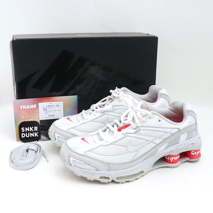 27.5cm NIKE × SUPREME SHOX RIDE 2 White/Gray Fog-Flat Platinum