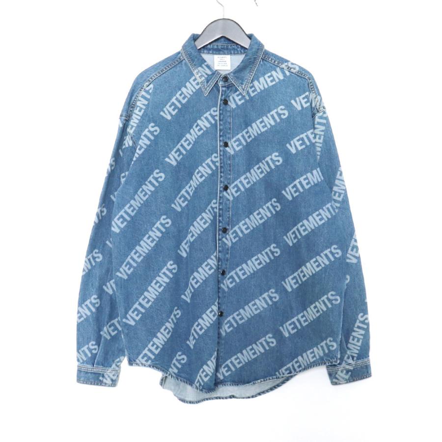 VETEMENTS 総柄デザインデニムジャケット UE51SH930B インディゴ XS VETEMENTS 裏返しデザインデニムXS正規品ヴェトモンデムナ