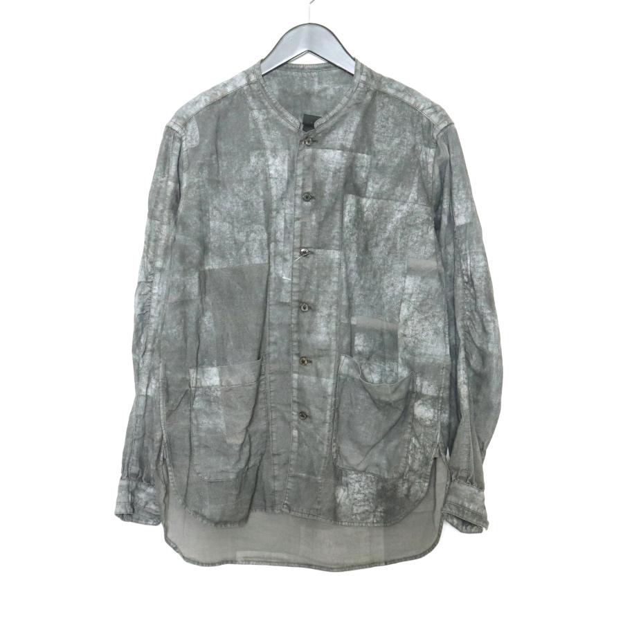 定価53900円 THE VIRIDI-ANNE 22SS ペーパー加工 バンドカラーシャツ  