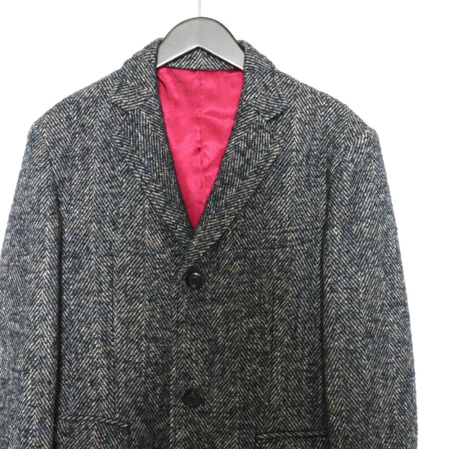 美品 ルイジビアンキマントヴァ チェスターコート ヘリンボーン グレー
