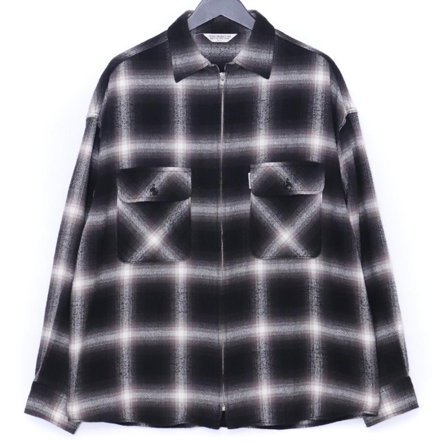 COOTIE PRODUCTIONS Ombre Nel Check Zip Up Shirt Sサイズ ブラック