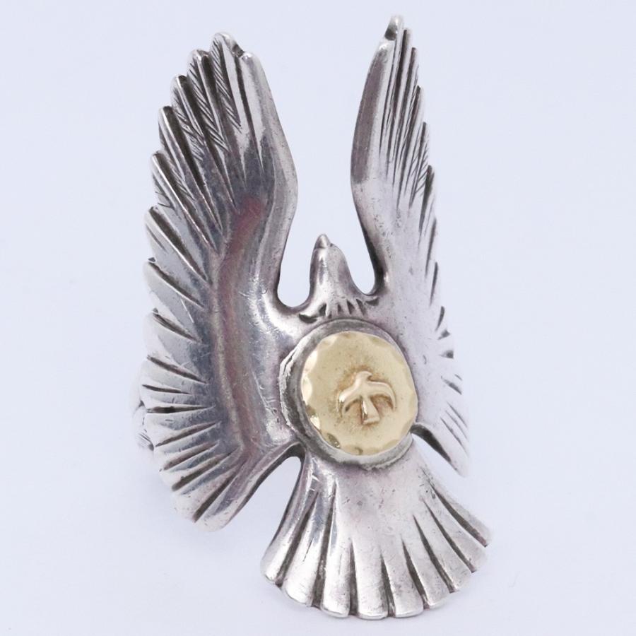 18号 GORO'S 金メタル付き イーグル リング シルバー ゴローズ 指輪