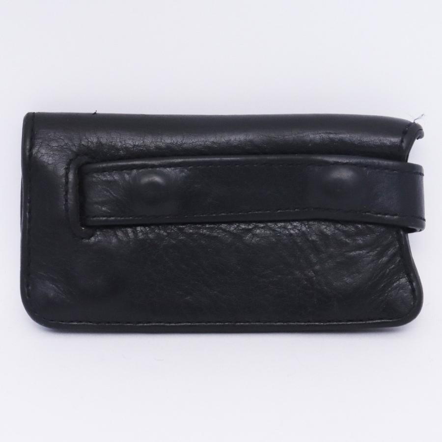 CHROME HEARTS レザーキーケース クロスボールボタン ブラック クロム