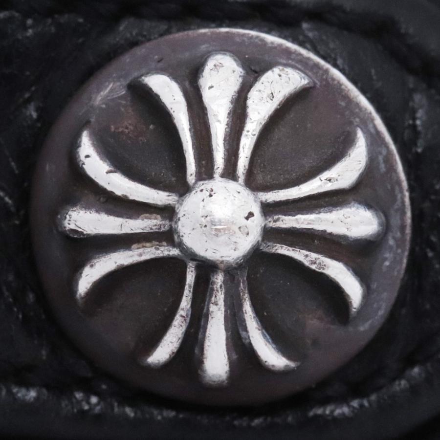 CHROME HEARTS レザーキーケース クロスボールボタン ブラック