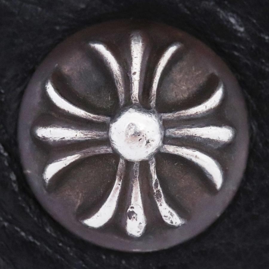 CHROME HEARTS レザーキーケース クロスボールボタン ブラック クロム