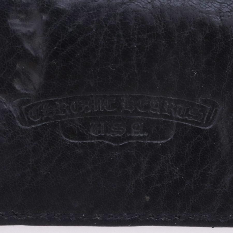 CHROME HEARTS レザーキーケース クロスボールボタン ブラック クロム