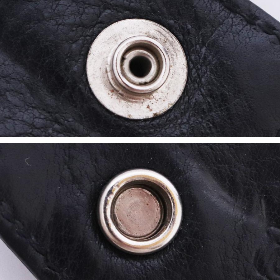 CHROME HEARTS レザーキーケース クロスボールボタン ブラック