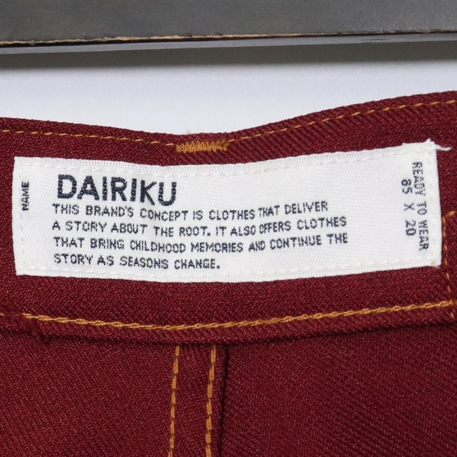 DAIRIKU Straight Flasher Pressed Pants サイズ27 ボルドー DAIRIKU Straight Flasher Pressed Pants サイズ27 ボルドー